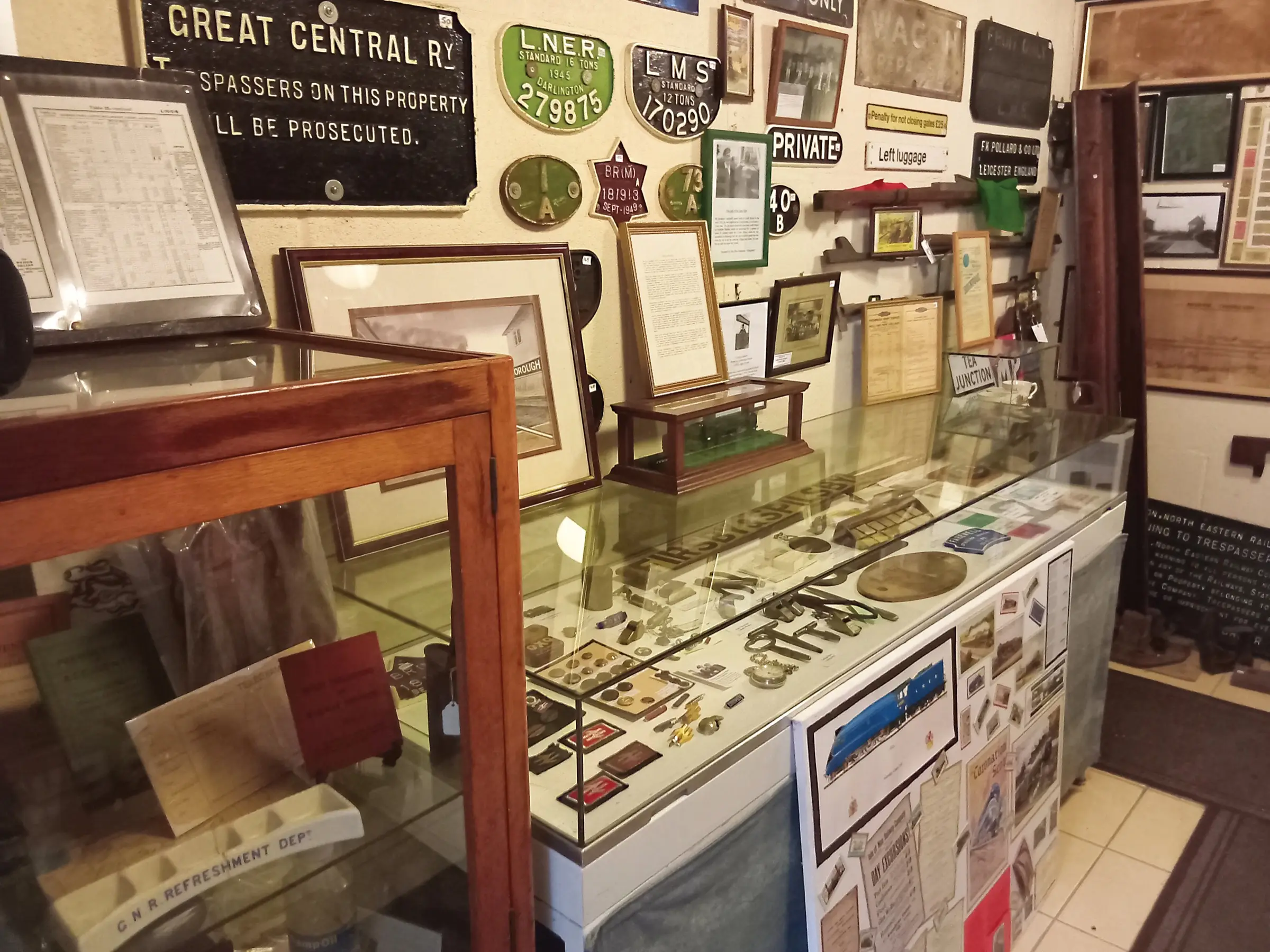 Railway signs and memorabilia in the museum at Ludborough station