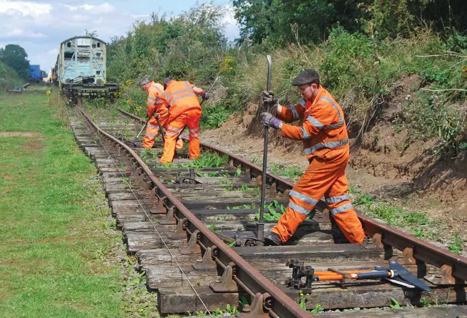 Volunteers working on the track
